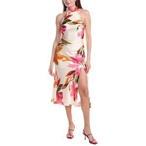 slim fit dress slacks Light Navy Sleeveless Taffeta Floral Cutwork Midi Dress main image 1